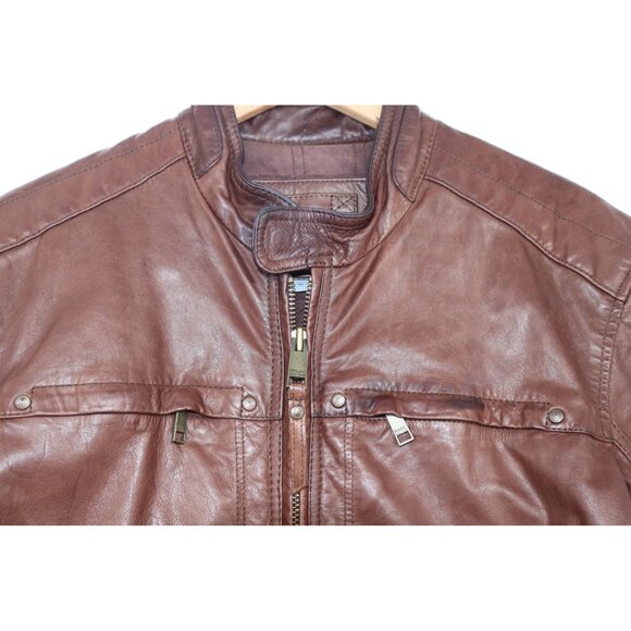 Marc New York Andrew Marc Mens Leather Jacket Size M Full-Zip Front With Pockets - Picture 8 of 16